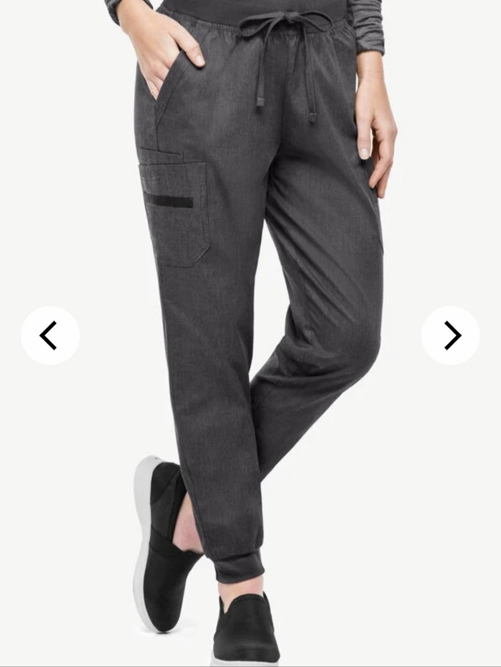 3 PIECE: Scrub Drawstring Jogger Pants And 2  Shirts in Charcoal